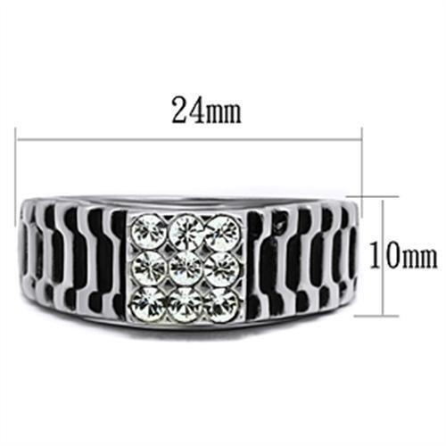 TK368 - High polished (no plating) Stainless Steel Ring with Top Grade Crystal  in Clear