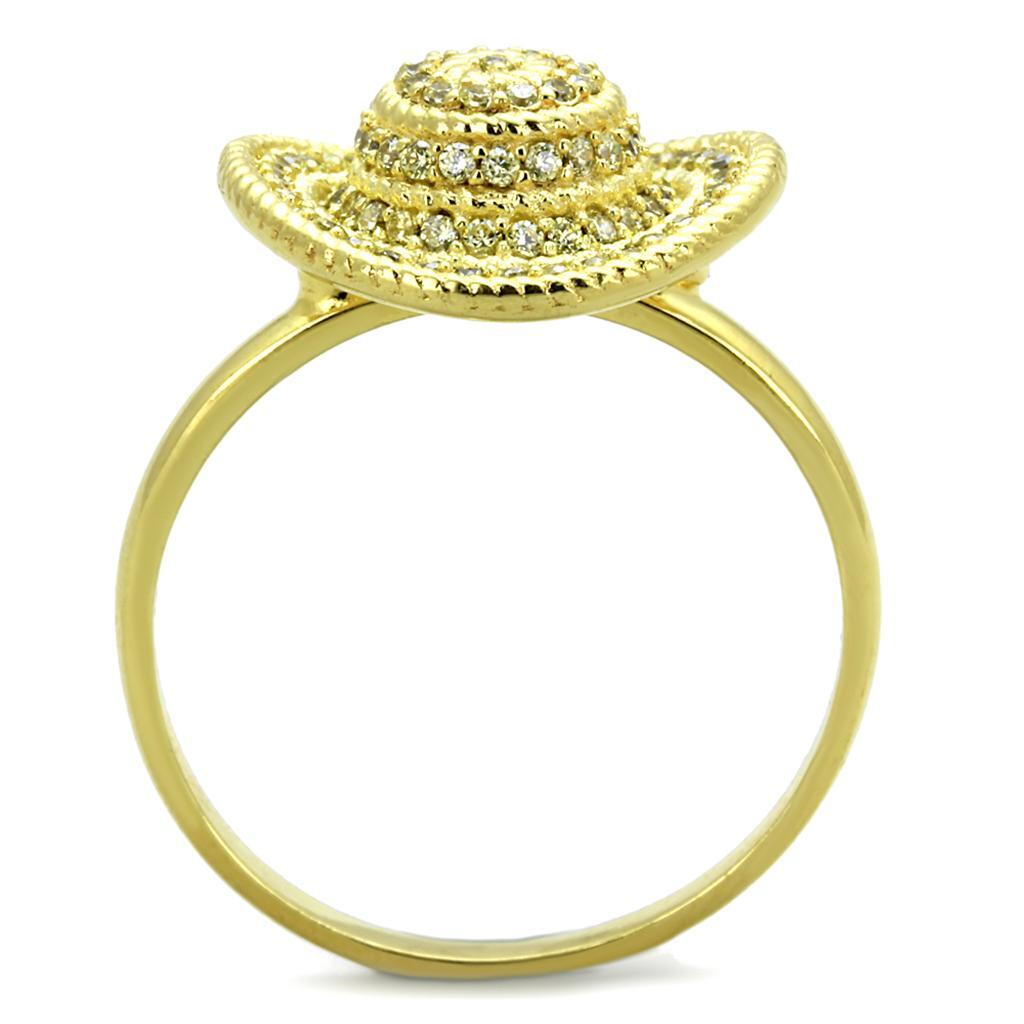 TS320 - Gold+Rhodium 925 Sterling Silver Ring with AAA Grade CZ  in Topaz